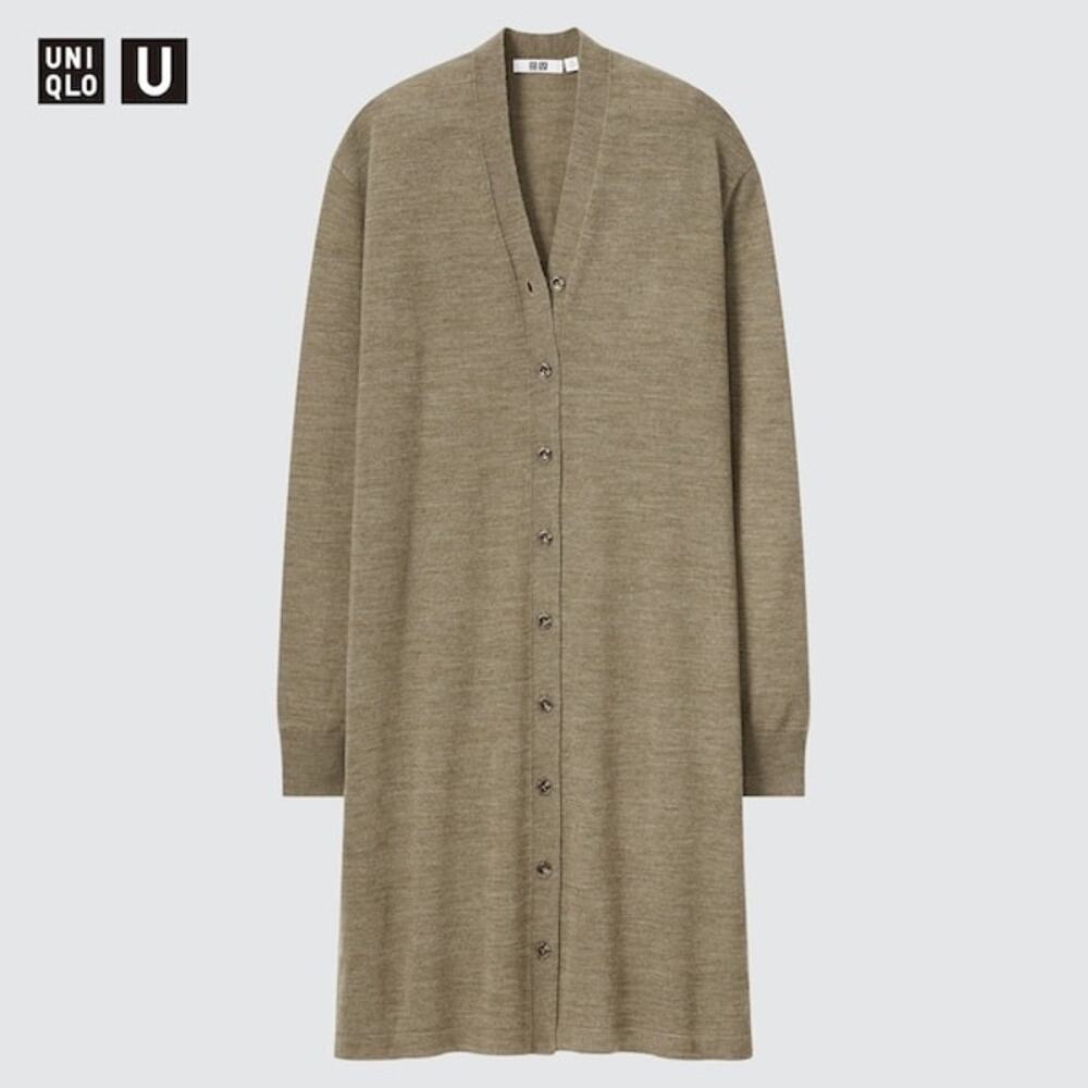 UNIQLO | Khaki Green "U Merino-Blend" Relaxed Fit Long Cardigan | Women's Small
